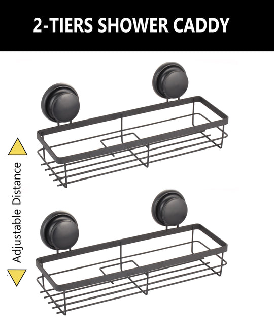 CARLA HOME  2 Pack Rectangular Corner Shower Caddy Shelf Basket Rack with Premium Vacuum Suction Cup No-Drilling for Bathroom and Kitchen-1992735303034605570