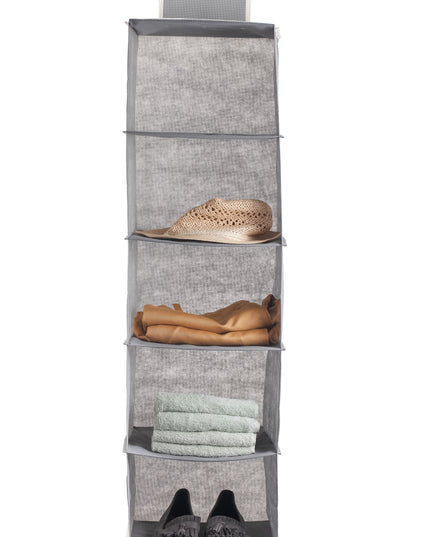 CARLA HOME  5 Tier Shelf Hanging Closet Organizer and Storage for Clothes (Grey)-1978962238370877449