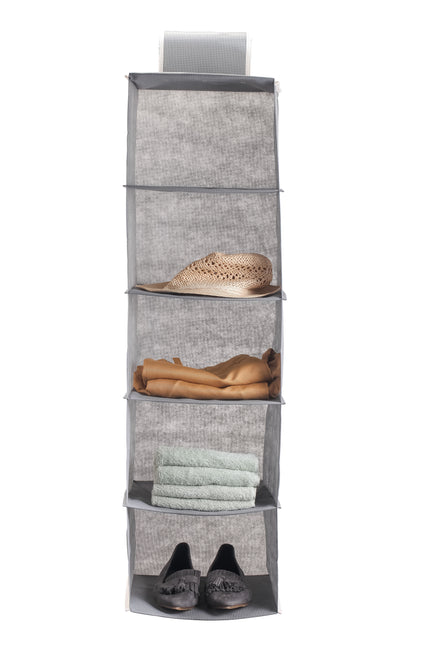 CARLA HOME  5 Tier Shelf Hanging Closet Organizer and Storage for Clothes (Grey)-1978962238370877449