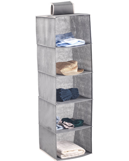 CARLA HOME  5 Tier Shelf Hanging Closet Organizer and Storage for Clothes (Grey)-1978962238370877440