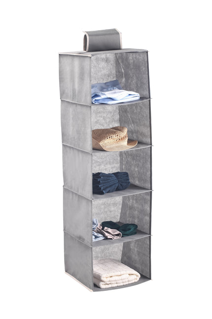CARLA HOME  5 Tier Shelf Hanging Closet Organizer and Storage for Clothes (Grey)-1978962238370877440