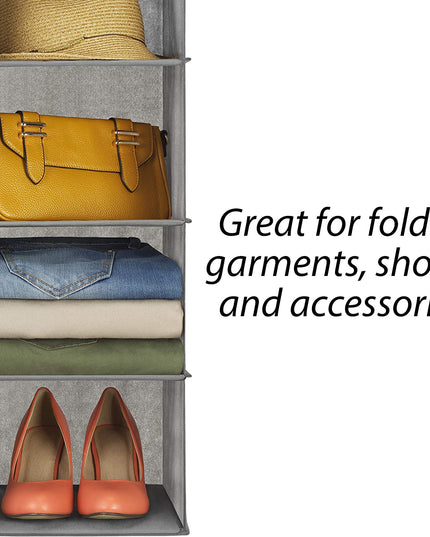 CARLA HOME  5 Tier Shelf Hanging Closet Organizer and Storage for Clothes (Grey)-1978962238370877441