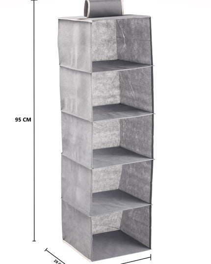CARLA HOME  5 Tier Shelf Hanging Closet Organizer and Storage for Clothes (Grey)-1978962238370877448
