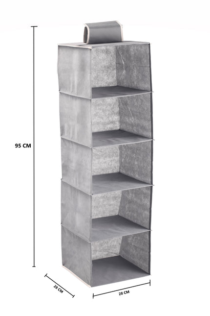 CARLA HOME  5 Tier Shelf Hanging Closet Organizer and Storage for Clothes (Grey)-1978962238370877448