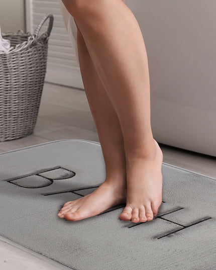 CARLA HOME Extra Thick Memory Foam & Super Comfort Bath Rug Mat for Bathroom (60 x 40 cm, Grey)-1992735299553333250