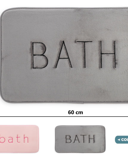 CARLA HOME Extra Thick Memory Foam & Super Comfort Bath Rug Mat for Bathroom (60 x 40 cm, Grey)-1992735299553333249