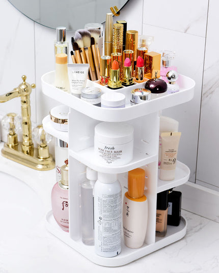 CARLA HOME 360 Rotating Large Capacity Makeup Organizer for Bedroom and Bathroom (White)-1992735294788603905