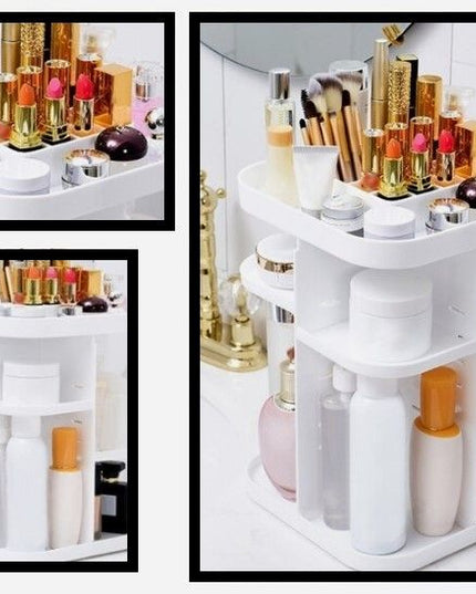 CARLA HOME 360 Rotating Large Capacity Makeup Organizer for Bedroom and Bathroom (White)-1992735294788603907