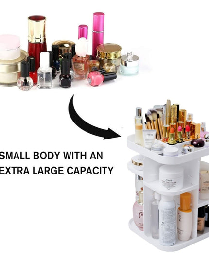 CARLA HOME 360 Rotating Large Capacity Makeup Organizer for Bedroom and Bathroom (White)-1992735294788603910
