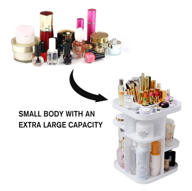 CARLA HOME 360 Rotating Large Capacity Makeup Organizer for Bedroom and Bathroom (White)-1992735294788603910