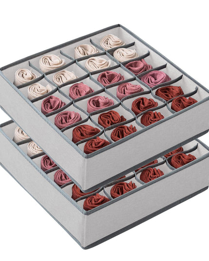 CARLA HOME Set of 2 Fabric Drawer Organizer Divider Storage Boxes for Storing Socks, Underwear, Ties, Scarves (Grey)-1978962239570448384