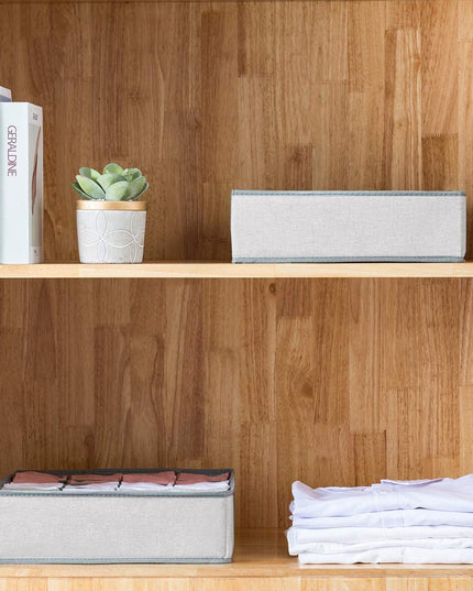 CARLA HOME Set of 2 Fabric Drawer Organizer Divider Storage Boxes for Storing Socks, Underwear, Ties, Scarves (Grey)-1978962239570448388