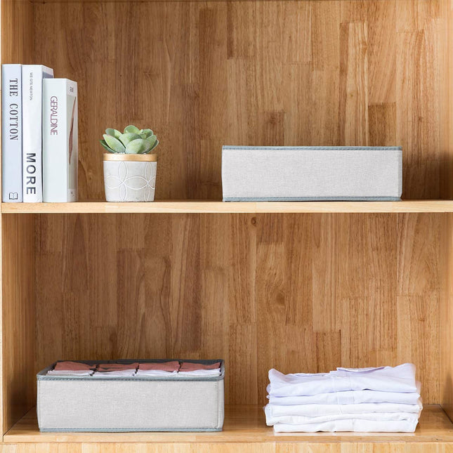 CARLA HOME Set of 2 Fabric Drawer Organizer Divider Storage Boxes for Storing Socks, Underwear, Ties, Scarves (Grey)-1978962239570448388