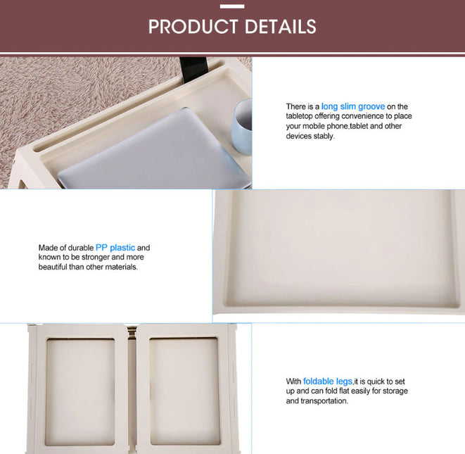 CARLA HOME Multifunction Laptop Bed Desk with foldable legs for Home Office (White)-1978962240203788294