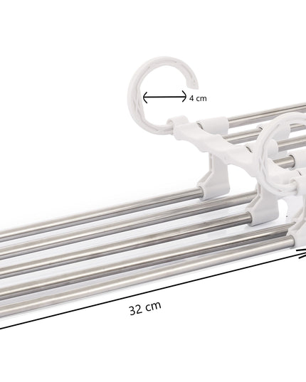 CARLA HOME  2 Pack Stainless Steel Adjustable 5 in 1 Pants Hangers Non-Slip Space Saving for Home Storage-1992735284936183817