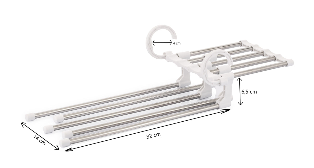 CARLA HOME  2 Pack Stainless Steel Adjustable 5 in 1 Pants Hangers Non-Slip Space Saving for Home Storage-1992735284936183817