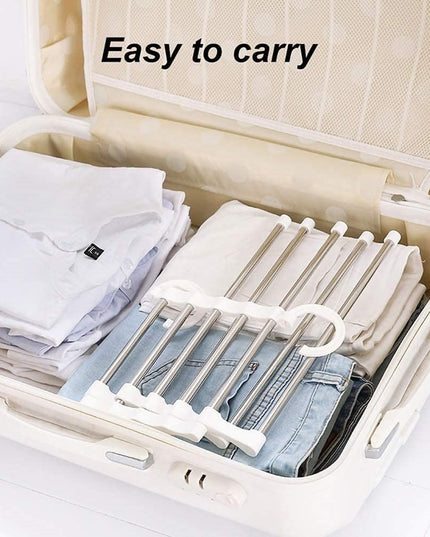 CARLA HOME  2 Pack Stainless Steel Adjustable 5 in 1 Pants Hangers Non-Slip Space Saving for Home Storage-1992735284936183812