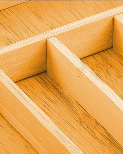 2 Pack Large Capacity Bamboo Expandable Drawer Organizer with Knife Block Holder for Home Kitchen Utensils-1978962241122340871