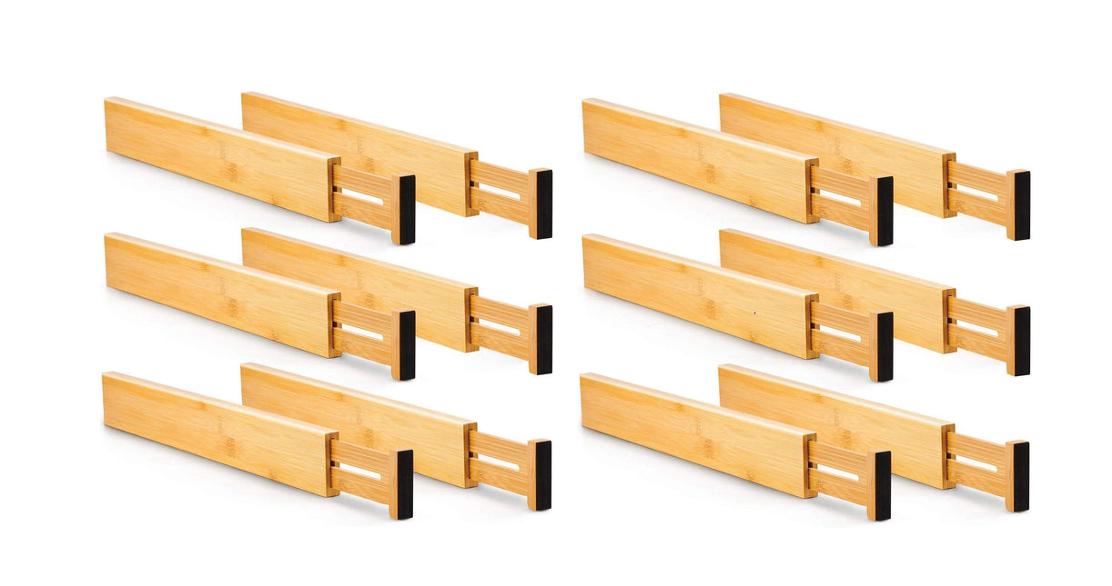 12 Pack Bamboo Adjustable Kitchen Drawer Dividers (Large, 44-55 cm)-1978962241843761152