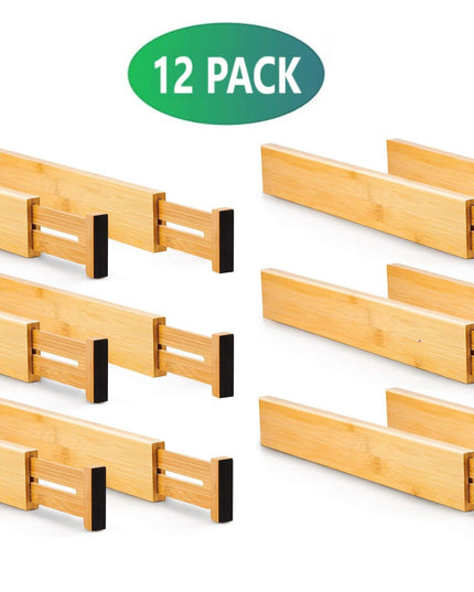 12 Pack Bamboo Adjustable Kitchen Drawer Dividers (Large, 44-55 cm)-1978962241843761153