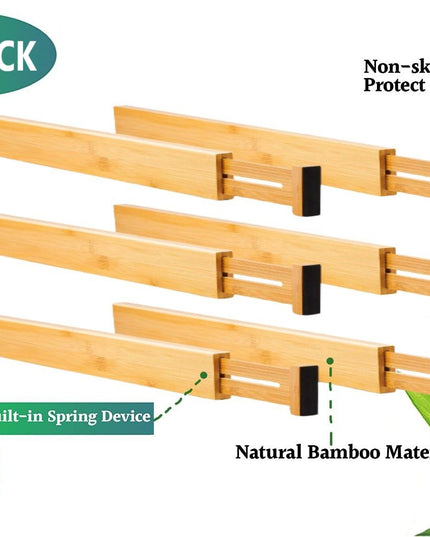 12 Pack Bamboo Adjustable Kitchen Drawer Dividers (Large, 44-55 cm)-1978962241843761155