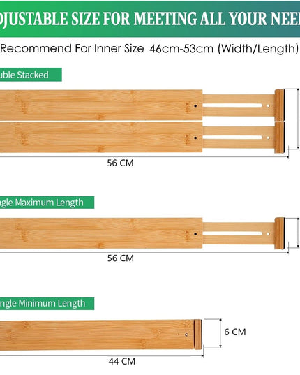 12 Pack Bamboo Adjustable Kitchen Drawer Dividers (Large, 44-55 cm)-1978962241843761156
