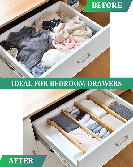 12 Pack Bamboo Adjustable Kitchen Drawer Dividers (Large, 44-55 cm)-1978962241843761157