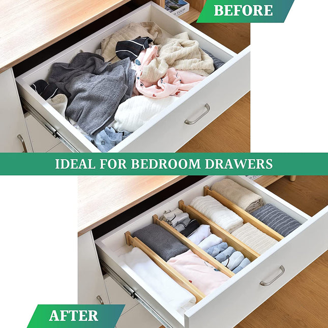 12 Pack Bamboo Adjustable Kitchen Drawer Dividers (Large, 44-55 cm)-1978962241843761157