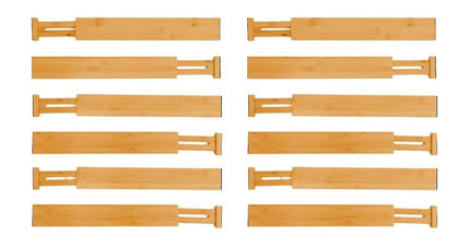 12 Pack Bamboo Adjustable Kitchen Drawer Dividers (Large, 44-55 cm)-1978962241843761159
