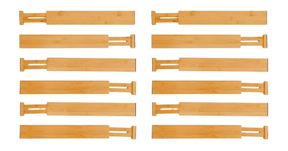 12 Pack Bamboo Adjustable Kitchen Drawer Dividers (Large, 44-55 cm)-1978962241843761159