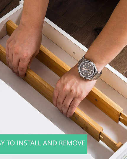 12 Pack Bamboo Adjustable Kitchen Drawer Dividers (Large, 44-55 cm)-1978962241843761160