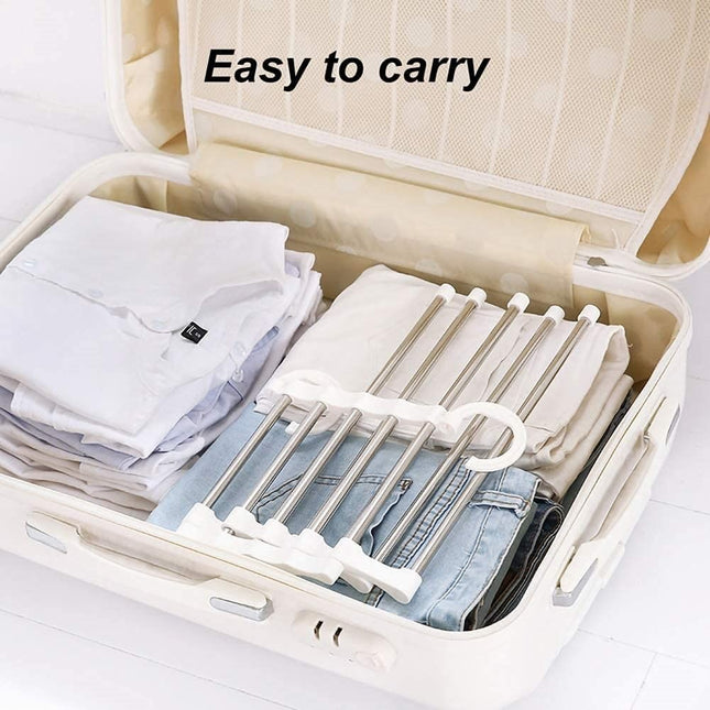 6 Pack Stainless Steel Adjustable 5 in 1 Pants Hangers Non-Slip Space Saving for Home Storage-1978962243513094148
