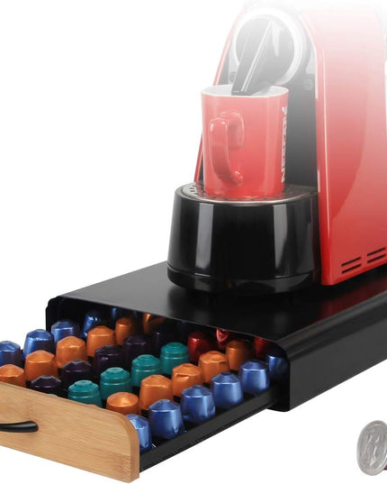 CARLA HOME Coffee Pods Holder Storage Drawer Compatible with 60 Nespresso Pods for Kitchen Storage & Organisation, Nespresso Pod Holder Coffee Machine for Home Storage (Natural)-1992735291076644864
