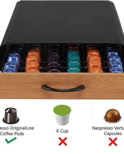 CARLA HOME Coffee Pods Holder Storage Drawer Compatible with 60 Nespresso Pods for Kitchen Storage & Organisation, Nespresso Pod Holder Coffee Machine for Home Storage (Natural)-1992735291076644869