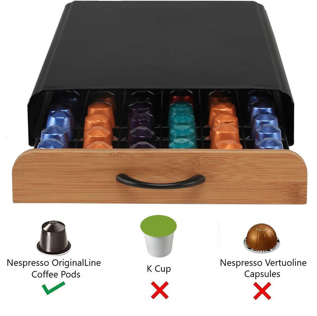 CARLA HOME Coffee Pods Holder Storage Drawer Compatible with 60 Nespresso Pods for Kitchen Storage & Organisation, Nespresso Pod Holder Coffee Machine for Home Storage (Natural)-1992735291076644869