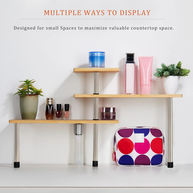 3 Tier Corner Shelf Kitchen Spice Rack Organiser with Hooks for Home Storage & Organisation, Adjustable Bamboo Wall Shelf for Pantry Organiser, Freestanding Spice Jars Storage Rack for Kitchen Storage & Organisation-1992735302694866946