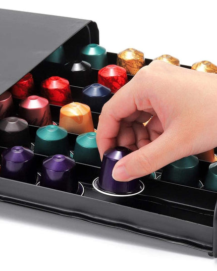 CARLA HOME Coffee Pods Holder Storage Drawer Compatible with 60 Nespresso Pods for Kitchen Storage & Organisation, Nespresso Pod Holder Coffee Machine for Home Storage (Black)-1992735291420577794