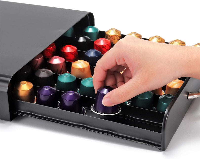 CARLA HOME Coffee Pods Holder Storage Drawer Compatible with 60 Nespresso Pods for Kitchen Storage & Organisation, Nespresso Pod Holder Coffee Machine for Home Storage (Black)-1992735291420577794