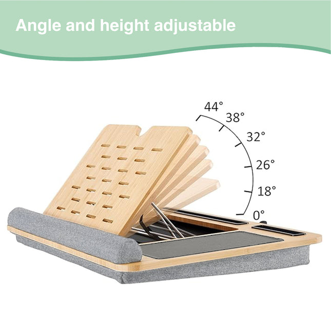 CARLA HOME Bamboo Laptop Lap Desk with Cushion and Angle Adjustable for Office and Home-1992735290208423940