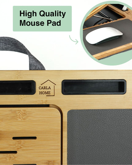 CARLA HOME Bamboo Laptop Lap Desk with Cushion and Angle Adjustable for Office and Home-1992735290208423942