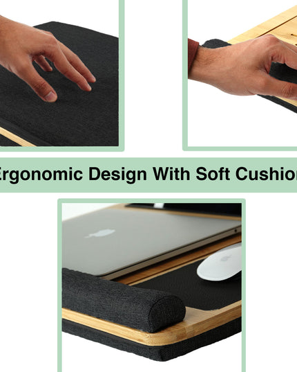 CARLA HOME Bamboo Laptop Lap Desk with Cushion and Angle Adjustable for Office and Home-1992735291974225924