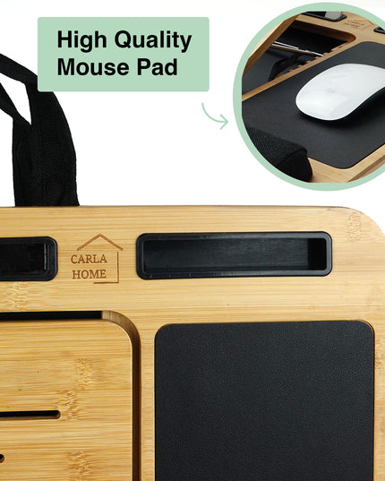CARLA HOME Bamboo Laptop Lap Desk with Cushion and Angle Adjustable for Office and Home-1992735291974225926