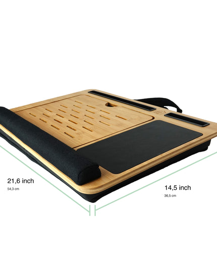 CARLA HOME Bamboo Laptop Lap Desk with Cushion and Angle Adjustable for Office and Home-1992735291974225927