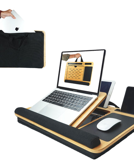 CARLA HOME Bamboo Laptop Lap Desk with Cushion, Angle Adjustable and Sleeve Case Bag for Office and Home-1992735289684135936