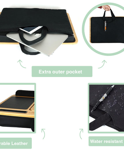 CARLA HOME Bamboo Laptop Lap Desk with Cushion, Angle Adjustable and Sleeve Case Bag for Office and Home-1992735289684135940