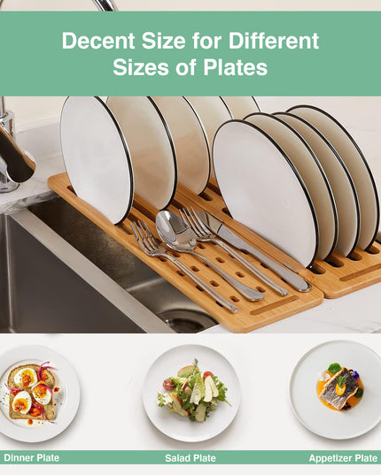 CARLA HOME Foldable Bamboo Dish Drying Rack for Kitchen-1992735281878536196