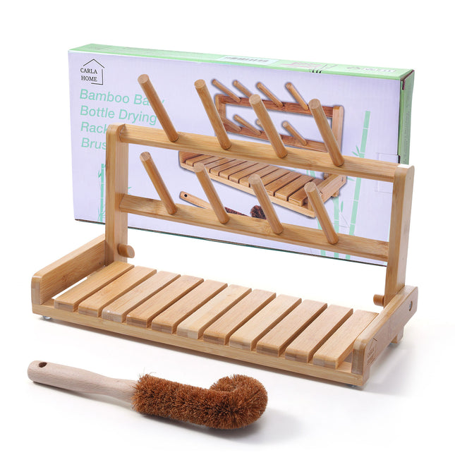 CARLA HOME Portable Bamboo Baby Bottle Drying Rack-1992735281127755776