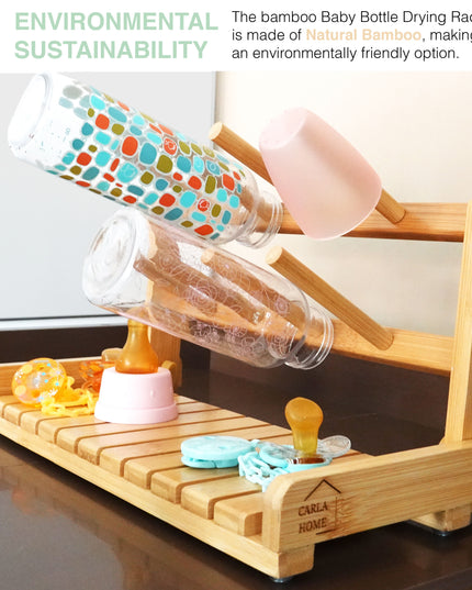 CARLA HOME Portable Bamboo Baby Bottle Drying Rack-1992735281127755777