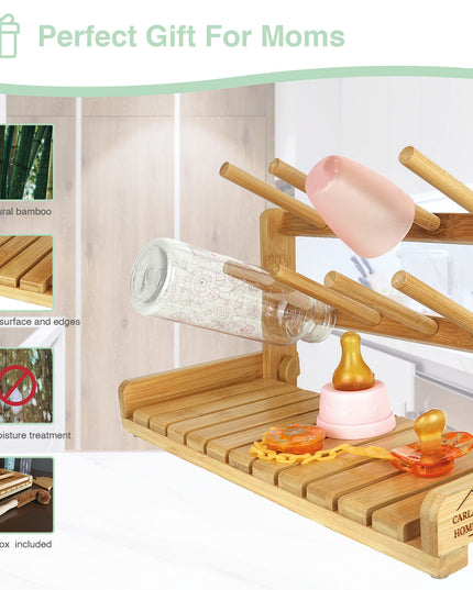 CARLA HOME Portable Bamboo Baby Bottle Drying Rack-1992735281127755778