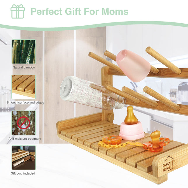 CARLA HOME Portable Bamboo Baby Bottle Drying Rack-1992735281127755778